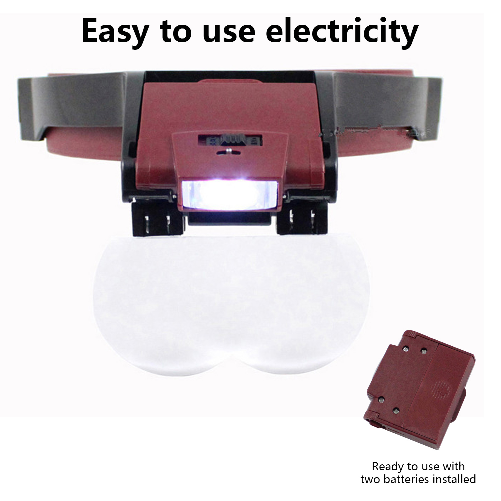 UNTERING LED Head Magnifiers,BatteryPowered Hands Frees Headband Glasses with LED Professional Jewelers Loupe
