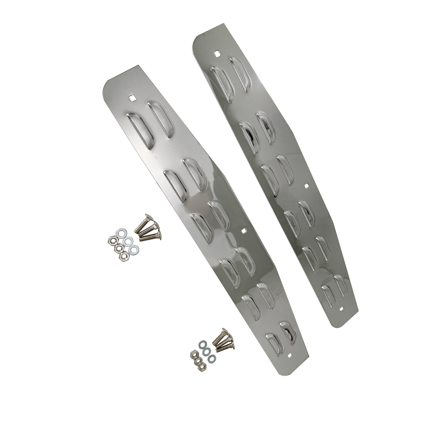 Universal 24" x 4" Semi Trucks Mud Flap Weights Louvered Stainless Steel Mirror Finish w/Hardware, 2 Pack
