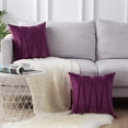 thumbnail image 3 of Decor Ur Space Pack of 2 Striped Velvet Throw Pillow Covers Modern Decorative Couch Throws Square Soft Cozy Pillowcases for Winter Bed Sofa Cushion Living Room (Dark Purple, 20" x 20"), 3 of 5