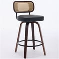 thumbnail image 3 of JERFIT 2-Pack Swivel Bar Stools with Cane Back, PU Leather Upholstered Counter Stools for Kitchen Island, Dining Room, Black, 3 of 10