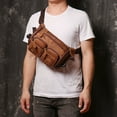 thumbnail image 2 of Men's Leather Large-capacity Frosted Cowhide Chest Bag,Brown, 2 of 2