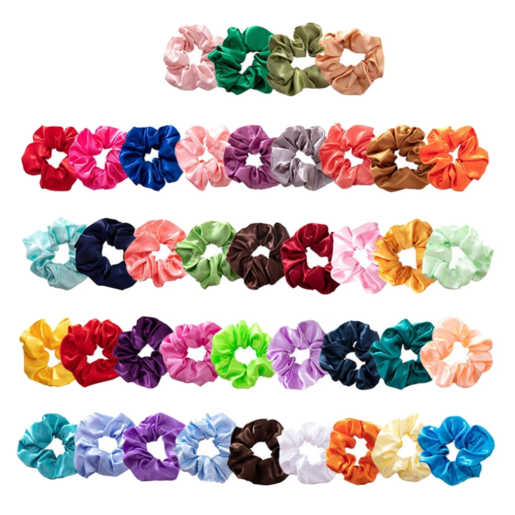 FVDPWYE Pack of 80 Women's Scrunchies Satin Elastic Hair Bands Ties Ropes