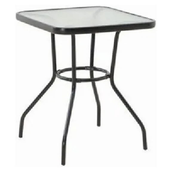 Sunny Isles 24 Inch Outdoor Patio Bistro Dining Table Backyard Squared Furniture with Tempered Glass , Black 35 x 35 x 28 inches