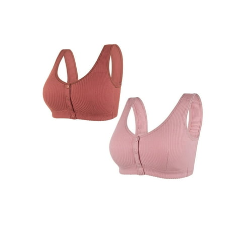 Audhol Push Up Bras for Women Womens No Ring Front Close Bra T Back Plus Size Seamless Unlined Bra for Large Bust Front Closure Bras for Women White 2XL