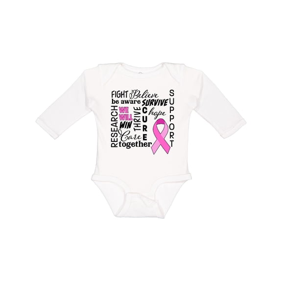 Inktastic Breast Cancer- Together We Will Win Boys or Girls Long Sleeve Baby Bodysuit