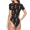 thumbnail image 4 of Fotbe Skeleton with Roses Women's Crew Neck Short Sleeves Bodysuit Tops Round Neck Slim Sleeveless Soft Comfortable Basic-Small, 4 of 9