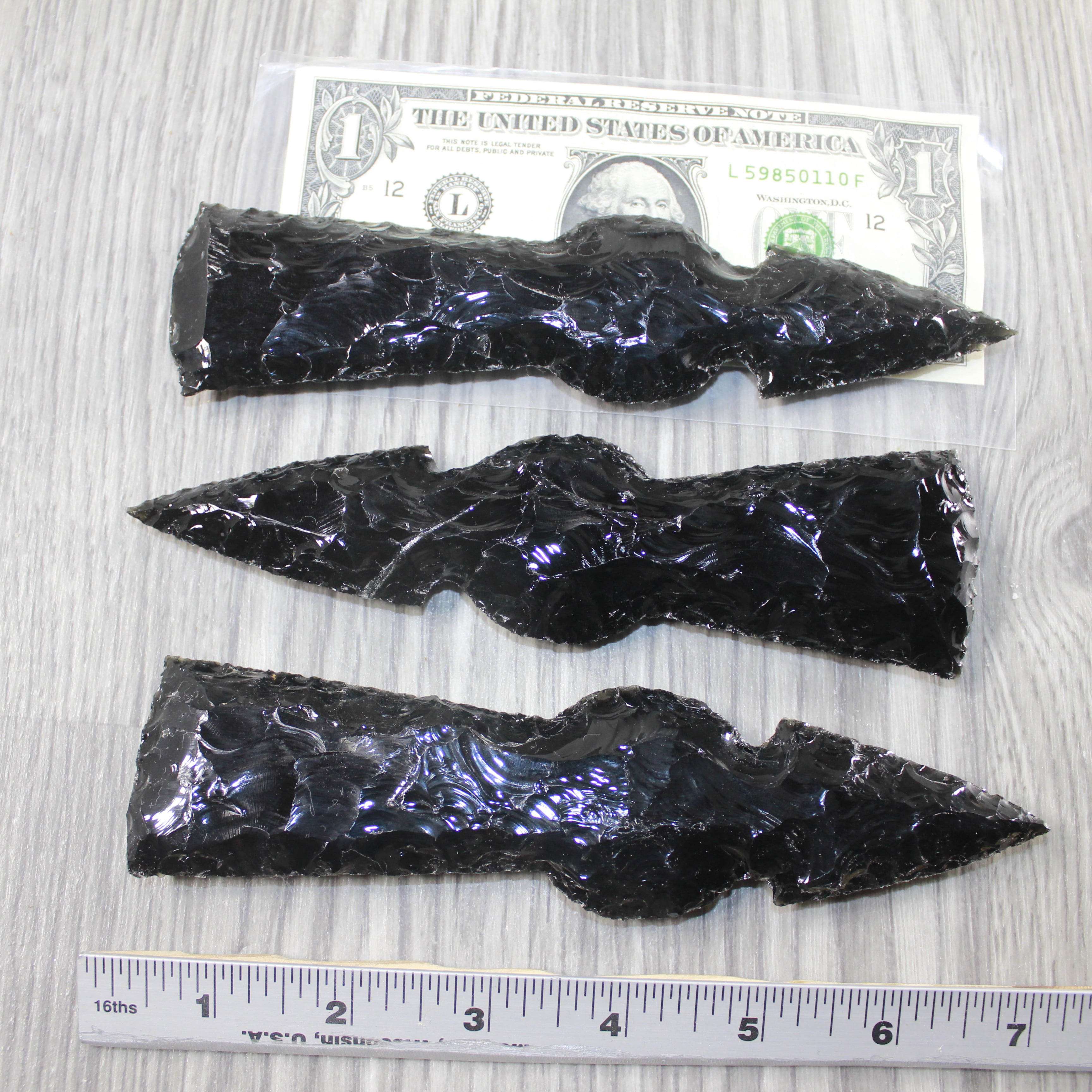 3 Obsidian Ornamental Tomahawk Heads #7444  Ax Axe Hatchet