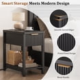 thumbnail image 3 of Aufeile Narrow Nightstands for Bedroom Set of 2 with Charging Station, Slim Fluted Night Stands with Drawer & Open Shelf, Small Wood Bedside Tables for Small Spaces, Black, 3 of 10