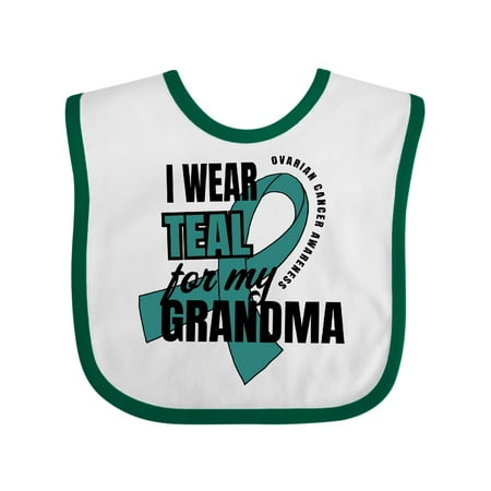 

Inktastic I Wear Teal For My Grandma Ovarian Cancer Awareness Gift Baby Boy or Baby Girl Bib