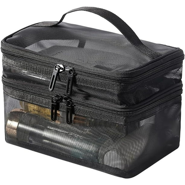 Cosmetiquera de Viaje de Gran Capacidad, Bolsa de Almacenamiento Multifuncional Holográfica Portátil de Doble Capa,Adecuada para Cosméticos,Artículos de Tocador