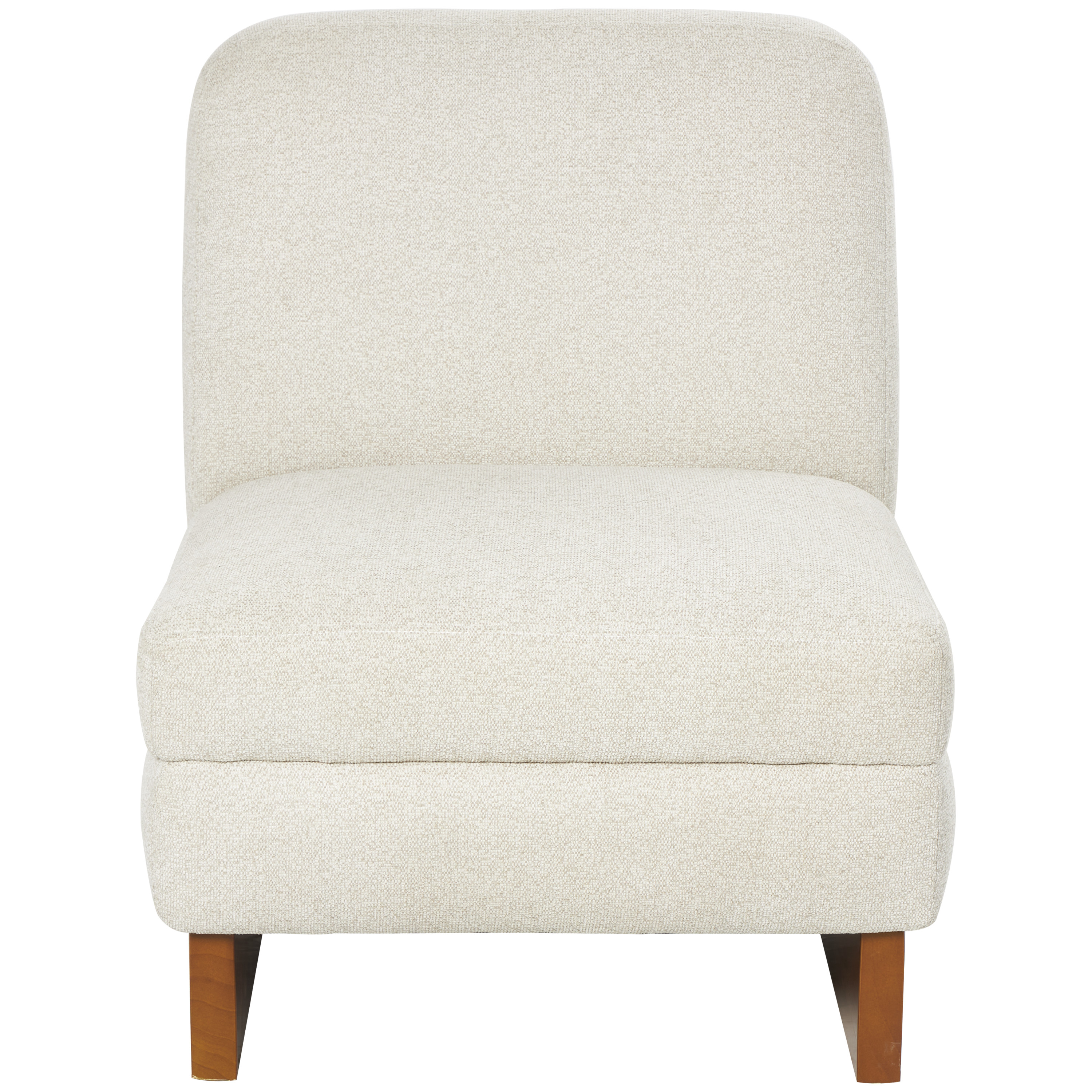 DecMode Polyester Boucle Lounge Chair with Brown Wooden Legs, White