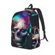 thumbnail image 1 of Disketp Modern Abstract Colorful Skull B print Canvas Backpack Lightweight Travel Daypack Student Rucksack Laptop Backpack-Small, 1 of 5