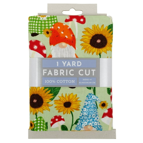 Fabric Editions 36" x 42" Cotton Gnome 1 Yard Precut Sewing & Craft Fabric, Green 1 Piece