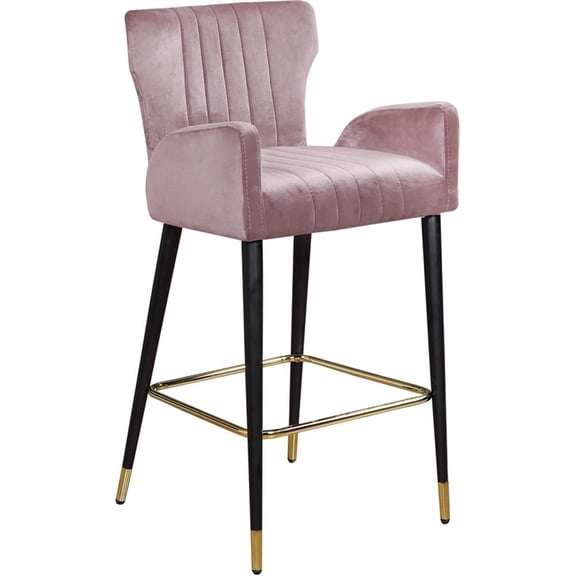 Meridian Furniture Luxe 27.6"H Velvet Counter Stool - Pink/Black/Gold (Set of 2)