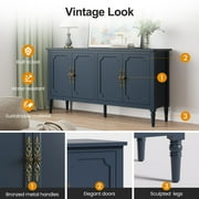 May in Color Buffet Sideboard Table Set of 2, 59'' Mid Century Modern Console Table, Media Cabinet with 4 Doors, Accent Cabinet Wood Sideboard, for Entryway, Living Room, Dining Room, Blue