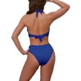 thumbnail image 3 of INSPIRAR CHIC Conjuntos de Bikini de Anillo en O con Colgantes de Concha Ribeteados de 2 Piezas, Parte Superior Halter y Parte Inferior Triangular, Trajes de Baño, Pequeño Azul Real, 3 of 5