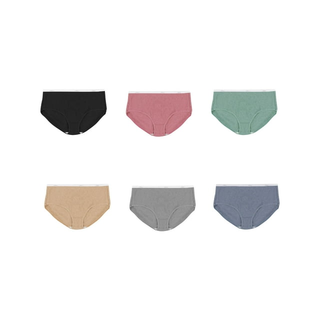 Calzoncillos Hanes de algodón acanalado para mujer, paquete de 6 unidades, talla 7