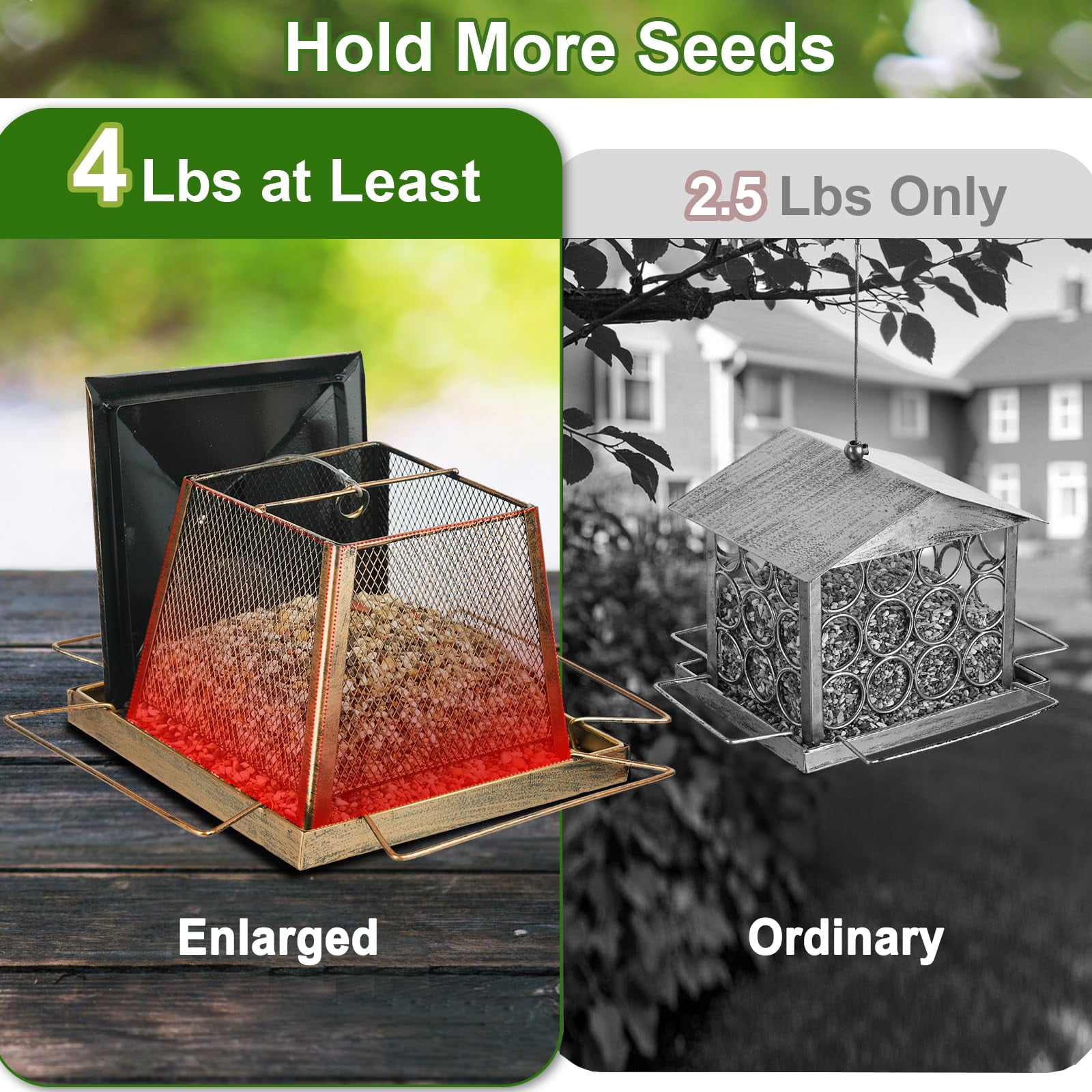 IWNTWY Wild Bird Feeder for Outdoors Hanging, 4 lb Large Capacity Gazebo Style Metal Bird Seed Feeder with 4 Perches