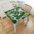 thumbnail image 2 of Nawypu Elastic Edge Square Fitted Tablecloth, Tropical Palm Leaf Washable Spill Proof Polyester Table Cloth, Great for Outdoor Home Kitchen/Parties/Holiday Dinner, Multiple sizes available, 2 of 7