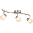 thumbnail image 1 of Modern Track Lighting Fixture, 3-Light Brushed Nickel Ceiling Mount, Adjustable Spotlight Bar with Frosted Glass Shades, 1 of 3