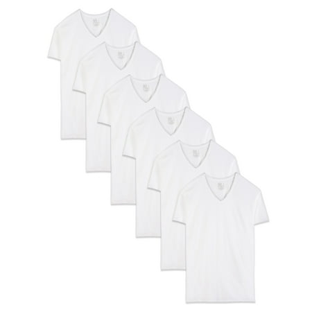 Fruit of the Loom Men's Dual Defense White V-Neck T-Shirts, 6 (Best V Neck Undershirts 2019)