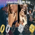 thumbnail image 6 of FindChic Cuban Link Band Rings for Mens Hip Hop Black Rings Size 7 to 12 Engagement Finger Rings for Him Valentine's Day Birthday Gift（Box）, 6 of 10
