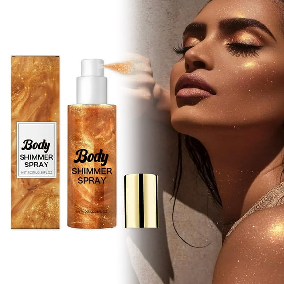 QIPOPIQ Shimmer Body Oil Face Glitter Summer Body Makeup Moisturizing Light Shimmering Glow Non-Sticky Party Luminizer and Illuminator Smooth