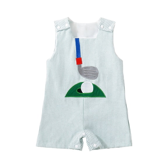 Staki Baby Boys Jumpsuit Organic Cotton One-piece Romper Short Sleeve Shortall Coverall Baby Boy Summer Romper 0-24M(Light Green,12-18 Months)