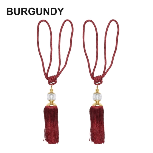 Lot Attaches Rideaux Corde/chenille – Crème Et Bordeaux – Grand Et Petit – Occasion