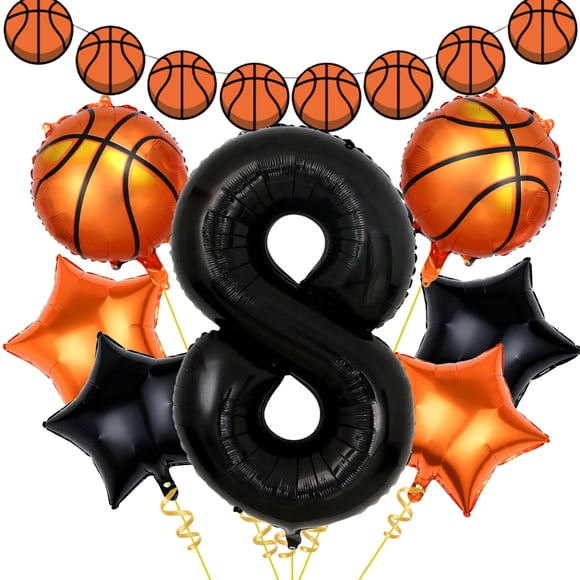 Globos con números de baloncesto de 40 cm para fiesta de octavo cumpleaños