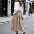 thumbnail image 7 of yillto Womens Corduroy Skirts Pleated High Waist Flowy Loose Fall Winter Long Skirt with Pockets S-XXXL, 7 of 7