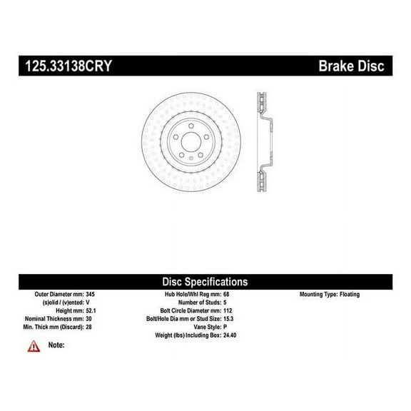 CENTRIC PARTS - HI-CARBON DISC Fits select: 2013-2017 AUDI Q5, 2017-2020 PORSCHE MACAN