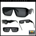 thumbnail image 2 of Womens Mod Flat Top Square Rectangle Beveled Diamond Cut Arm Plastic Sunglasses All Black, 2 of 7