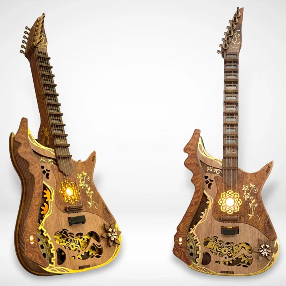 3D Wooden DlY Melodious Guitar Assembly Mechanical Puzzle Kit For Home Decor