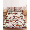 thumbnail image 2 of Twin Sze Fitted Sheet Set - Cherry 2 Piece Bedding Sets 16" Deep Pocket Fitted Sheet with 1 Pillowcase, Vintage Watercolor Purple Red Fruits on Linen Brushed Microfiber Hotel Luxury Bed Sheets, 2 of 9