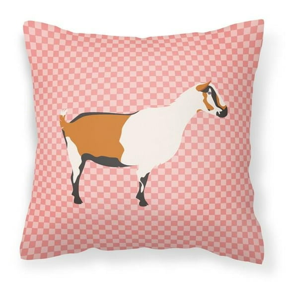 Carolines Treasures BB7880PW1414 Alpine Goat Pink Check Fabric Decorative Pillow, 14 x 14 in.