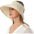 thumbnail image 1 of Sombrero de paja plegable KAIYANG con visera solar para mujer tamaño ajustable ala ancha beige, 1 of 5