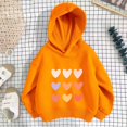 thumbnail image 2 of Girls Hoodies Love Heart Printed Sweatshirts Valentines Day Gifts for Kids Soft Cotton Hooded Pullover Tops (8-9 Years, Orange), 2 of 5