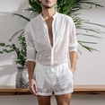 thumbnail image 6 of Joernso 1 Set Autumn Men Top Shorts Hollow Out Solid Color Lace See Through Outfit for Wedding Night, 6 of 8