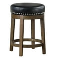 thumbnail image 3 of Bowery Hill Tabouret de Comptoir Rond Pivotant de 24 Pouces en Similicuir Noir (Ensemble de 2), 3 of 5
