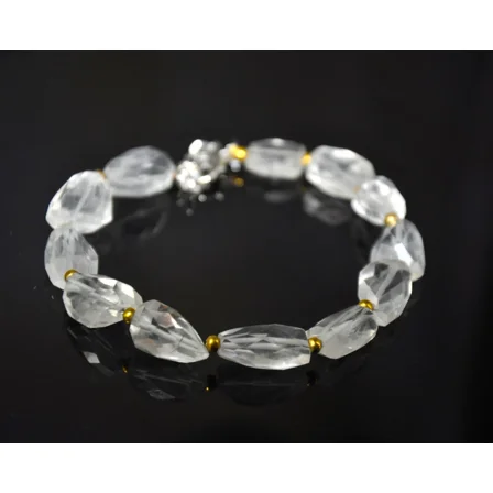 ROYALGEMSTONE Natural Clear Quartz Tumbled Crystal Bracelet , White Crystal Beaded Bracelet