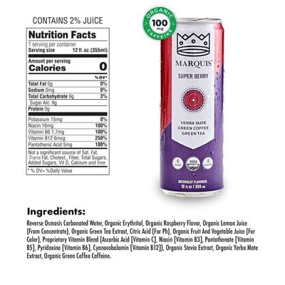 Marquis Yerba Mate Super Berry 12 oz (Pack of 12)