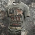 thumbnail image 4 of Xneal 911 25th Anniversary T-Shirt Casual Short Sleeve Print Never Forget 911 Multicolor Shirts for Men Size 2XL, 4 of 5