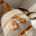 thumbnail image 7 of LinYooLi Summer Trendy Handmade Woven Crochet Straw Backpack Boho Backpack Purse for Women Vacation (Khaki), 7 of 7