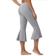 thumbnail image 6 of Lenpel Women's Capri Yoga Flare Pants Summer High Waisted Pull on Bootcut Capris Leggings Workout Athletic Cropped Pants, 6 of 7