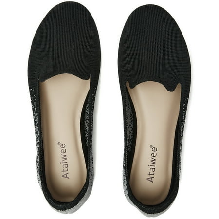 

Ataiwee Women s Wide Width Flat Loafer Shoes，Comfort Plus Size Fashion Round Toe Wide Dress Ballet Flat Shoes.
