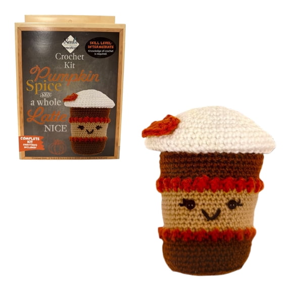 Needle Creations Pumpkin Spice Latte Crochet Kit, DIY Fall Craft Set