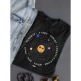 thumbnail image 3 of Galactic Smiley - Cosmic Orbit Emoji Graphic Women's T-shirt, 3 of 4