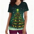 thumbnail image 4 of Wowcloth Women's Short Sleeve V-Neck Top with Christmas Print and Pocket, Casual Scrub Style for Holiday and Daily Wear, 4 of 7