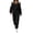 A1 Black, variant on Women's 2 Piece Casual Outfits Solid Hooded Drawstring Long Sleeve Sweatshirt Tops And Long Pants Set Suits